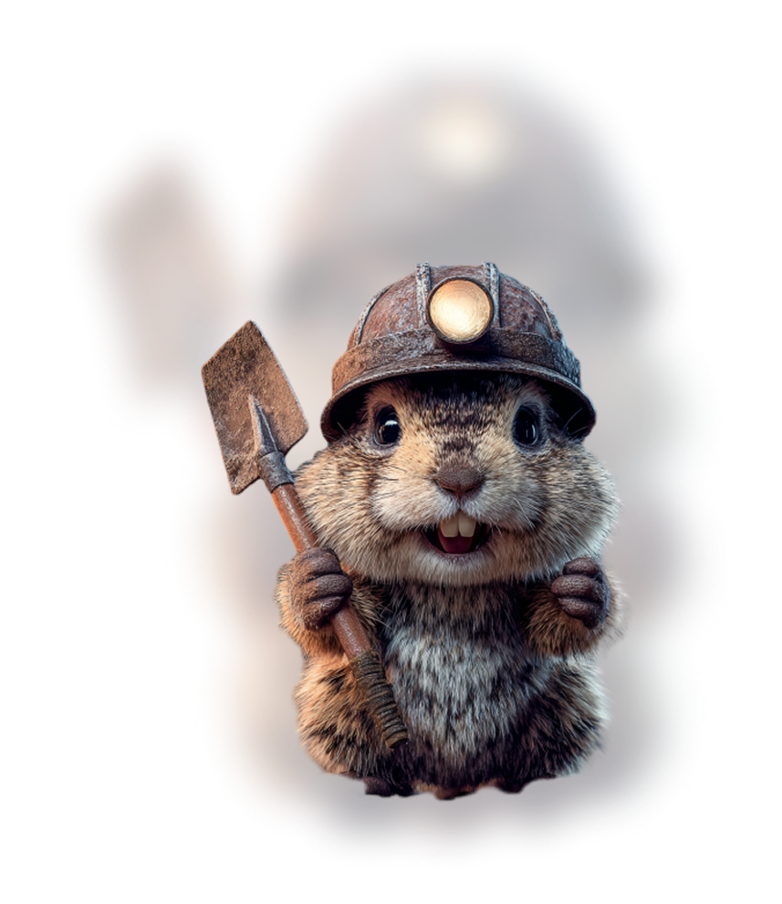 Marmot in miner helmet